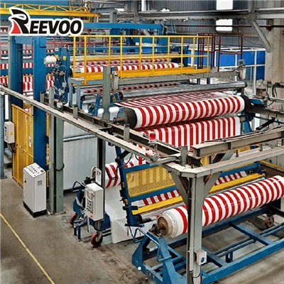 laminoitu PVC raidallinen markiisipeite materiaali aurinkosuojaksi
